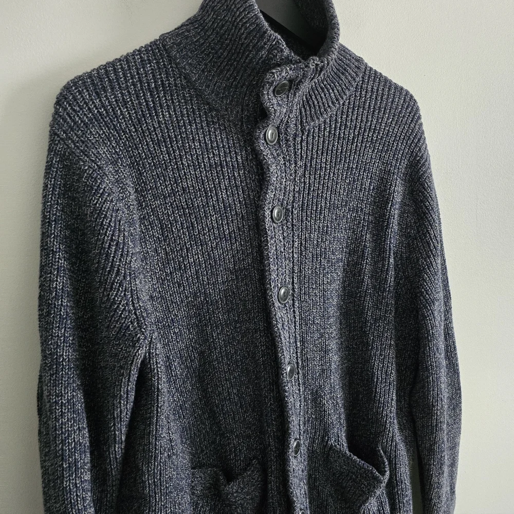 J Crew Marled cotton mockneck cardigan sweater Large